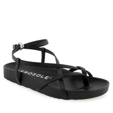 Leera Sandal Footbed | Black Faux Leather