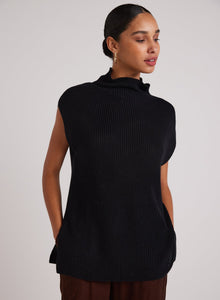 Mock Neck Sweater Tunic | Black