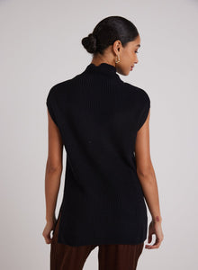 Mock Neck Sweater Tunic | Black