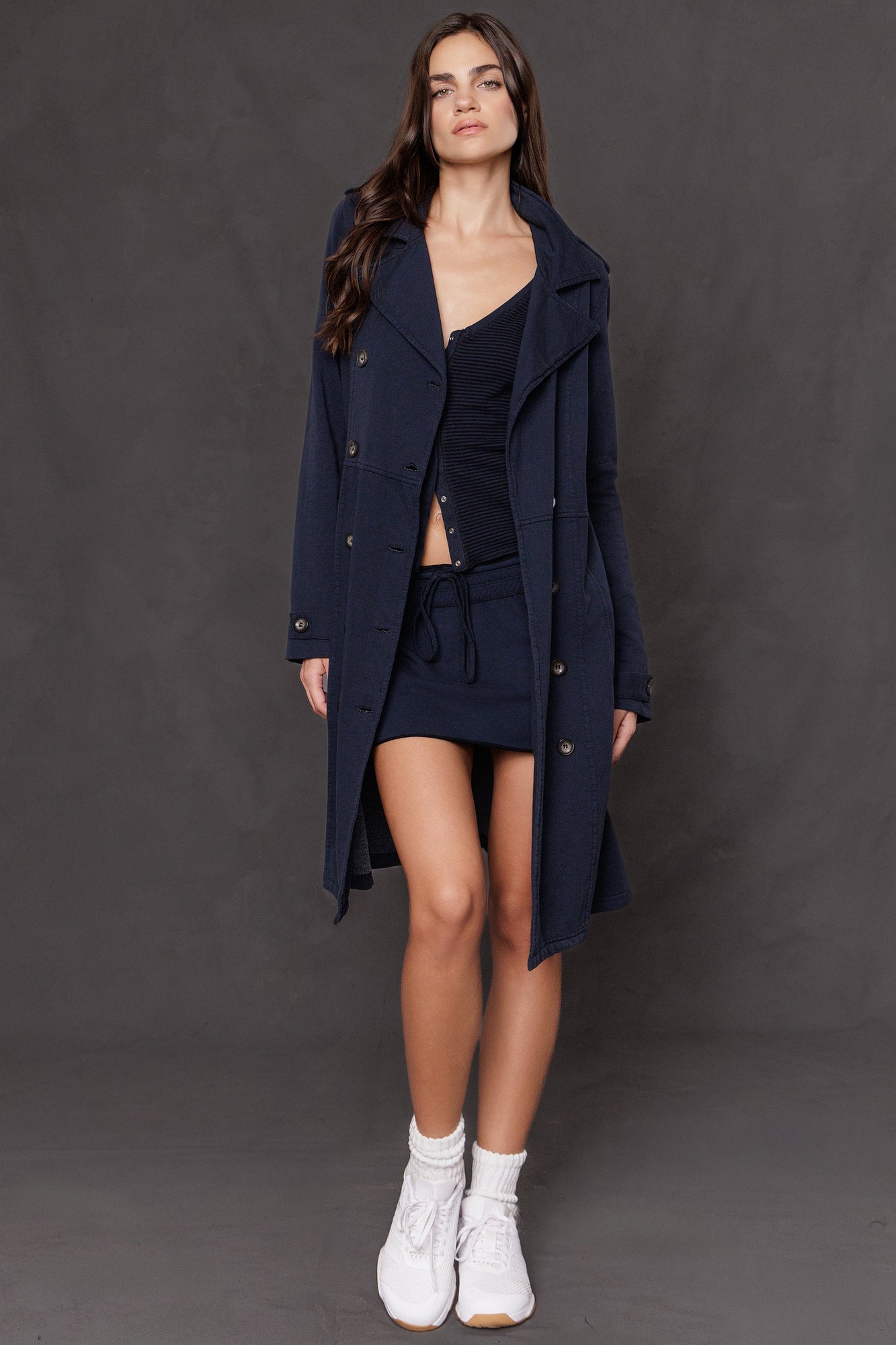 Women | Mini Tonal Stripe Snap Front Cardi | Past Midnight