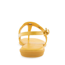 Iago Sandal Flat | Yellow Patent Faux Leather