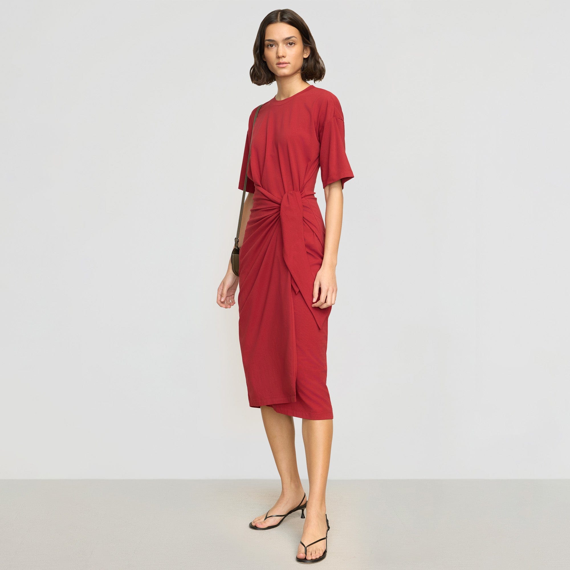 Noa Organic Cotton T-Shirt Wrap Dress | Crimson