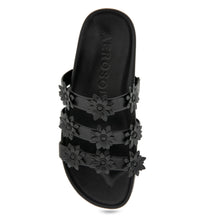 Leflor Sandal Footbed | Black Faux Leather