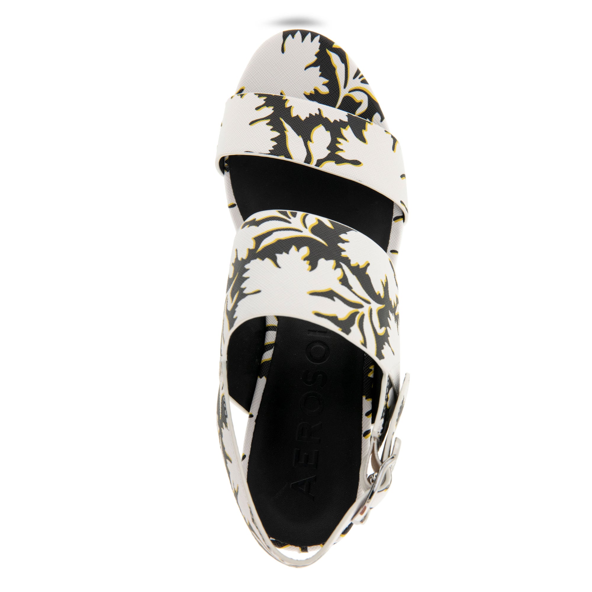 Camera Sandal Platform | Bright White Floral Faux Leather