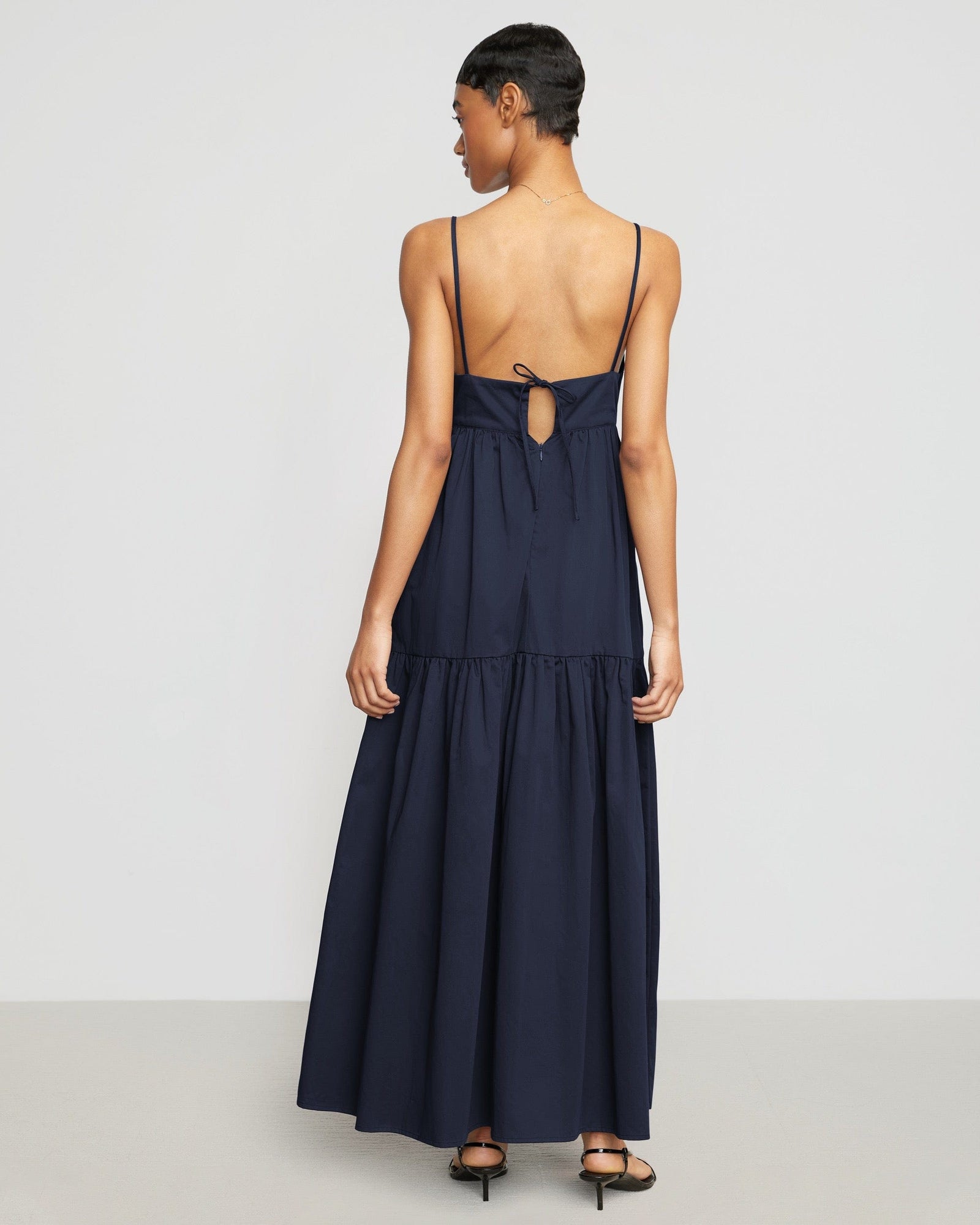 Simone | Orchid Sweetheart-Neck Tiered Cotton Maxi Dress in Size Small