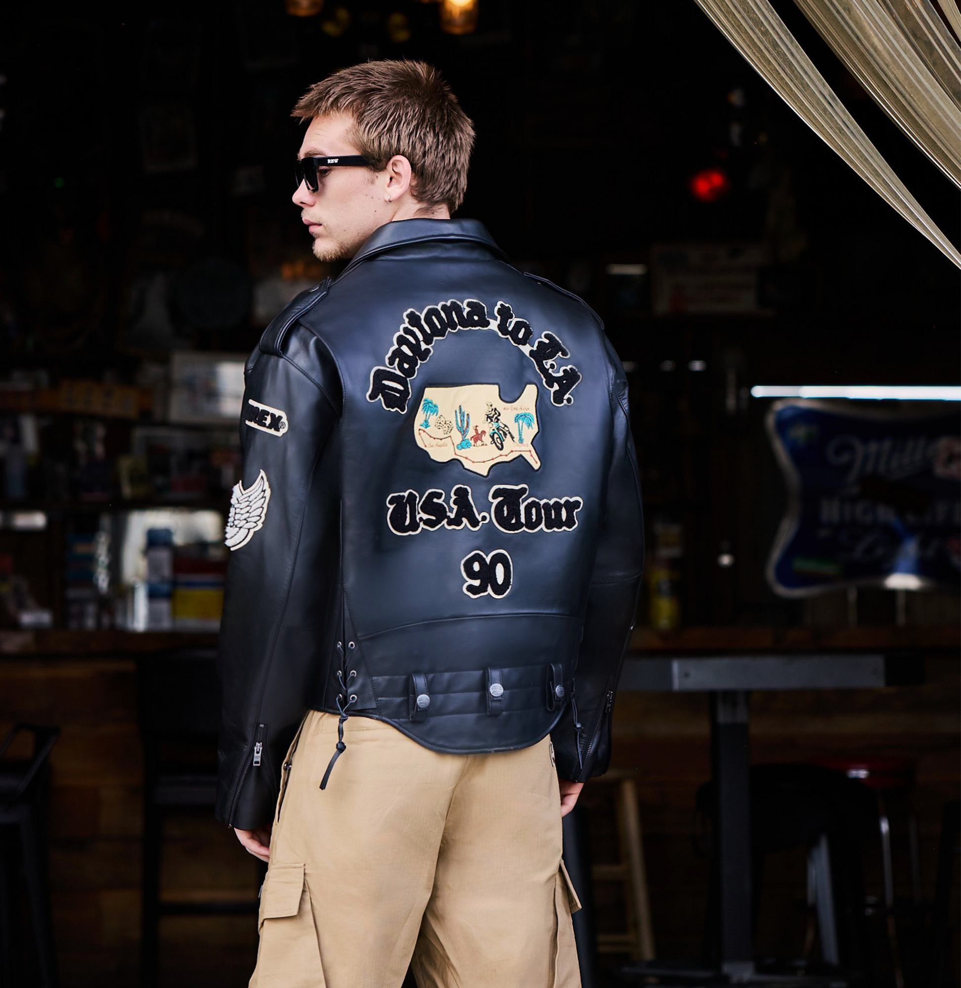 Usa Tour Motorcycle Jacket | Black