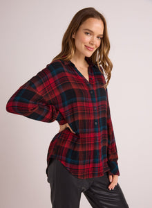 Oversized Button Down | Winter Berry Plaid