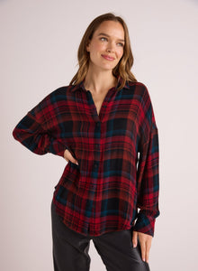 Oversized Button Down | Winter Berry Plaid