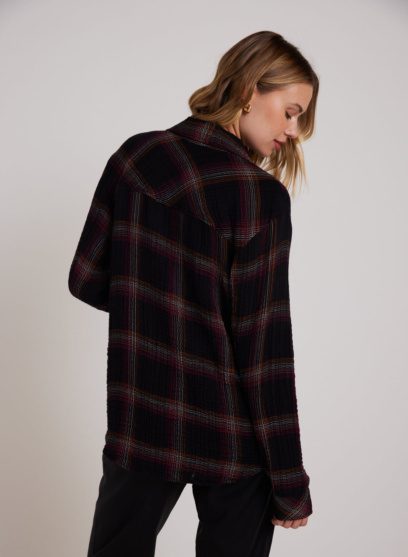 Oversized Shirt with Pocket | Autumn Sunset Plaid
