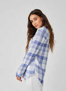Oversized Shirt with Pocket | Pacific Blue Plaid