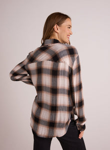Oversized Shirt with Pocket | Winter Taupe Plaid