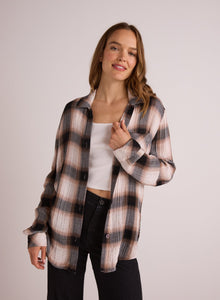Oversized Shirt with Pocket | Winter Taupe Plaid