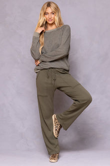 Women | Vintage Drawstring Cargo Lounge Pant | Olive