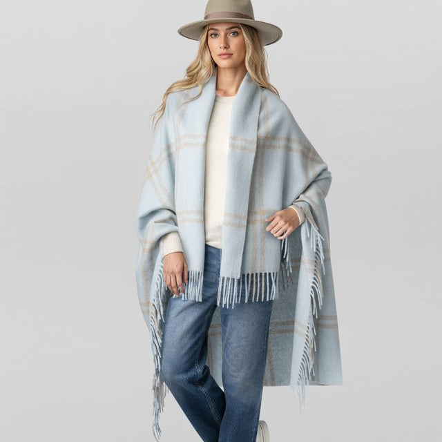 Unisex | Geneva Wrap | Spa Blue / Beige