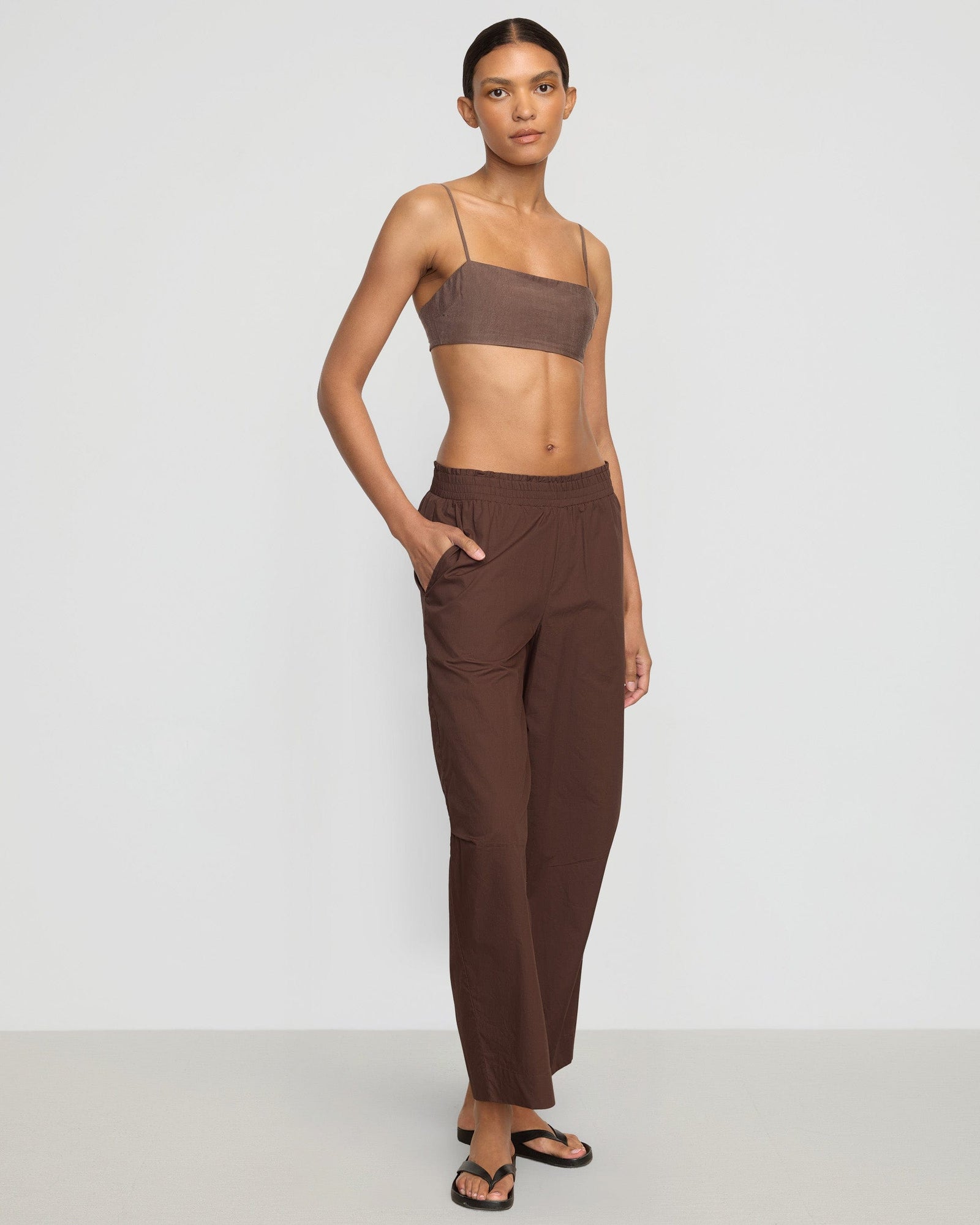 Vanessa | Paula Smocked-Waist Organic Cotton Pant in Size Small