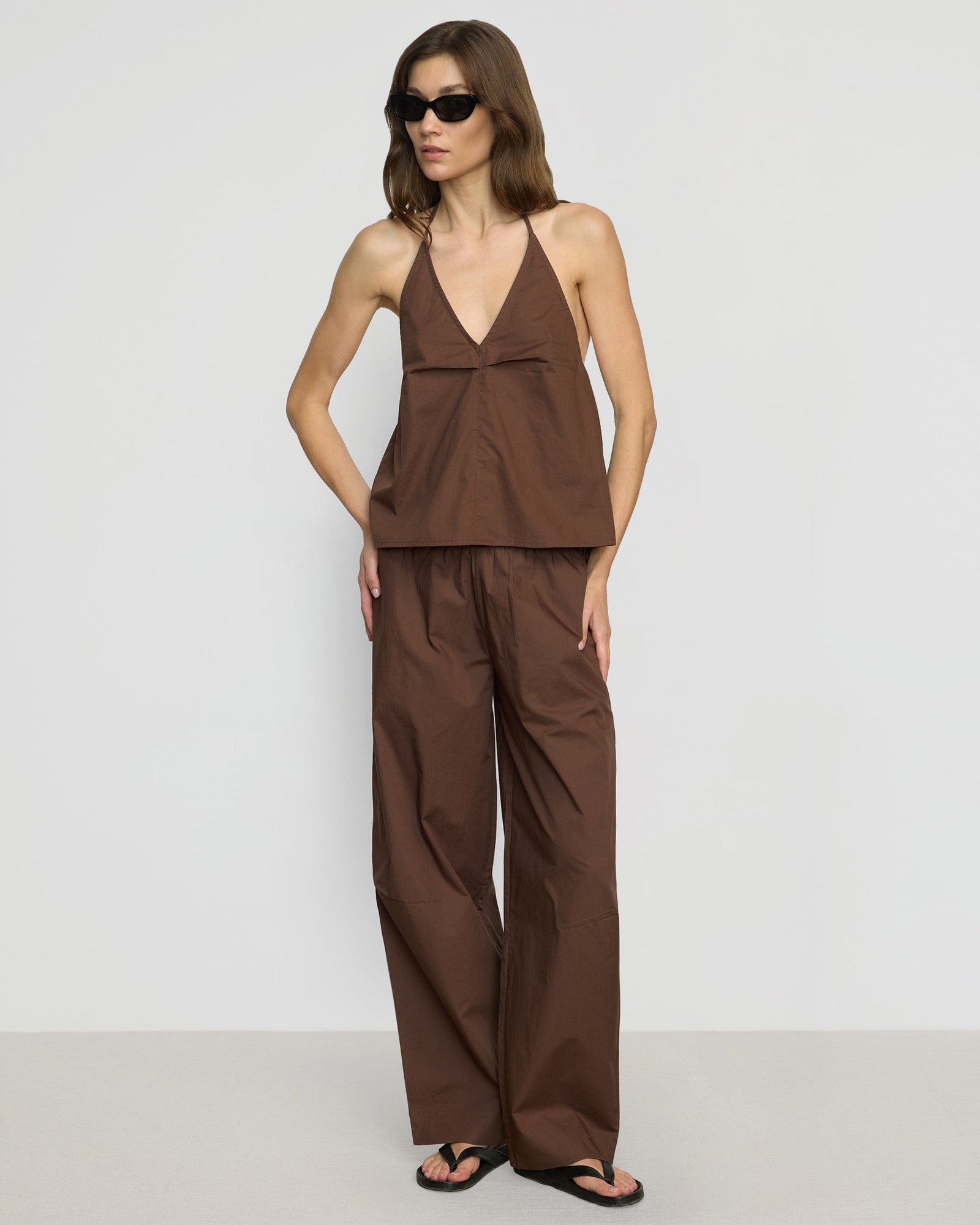 Renee | Paula Smocked-Waist Organic Cotton Pant in Size Small