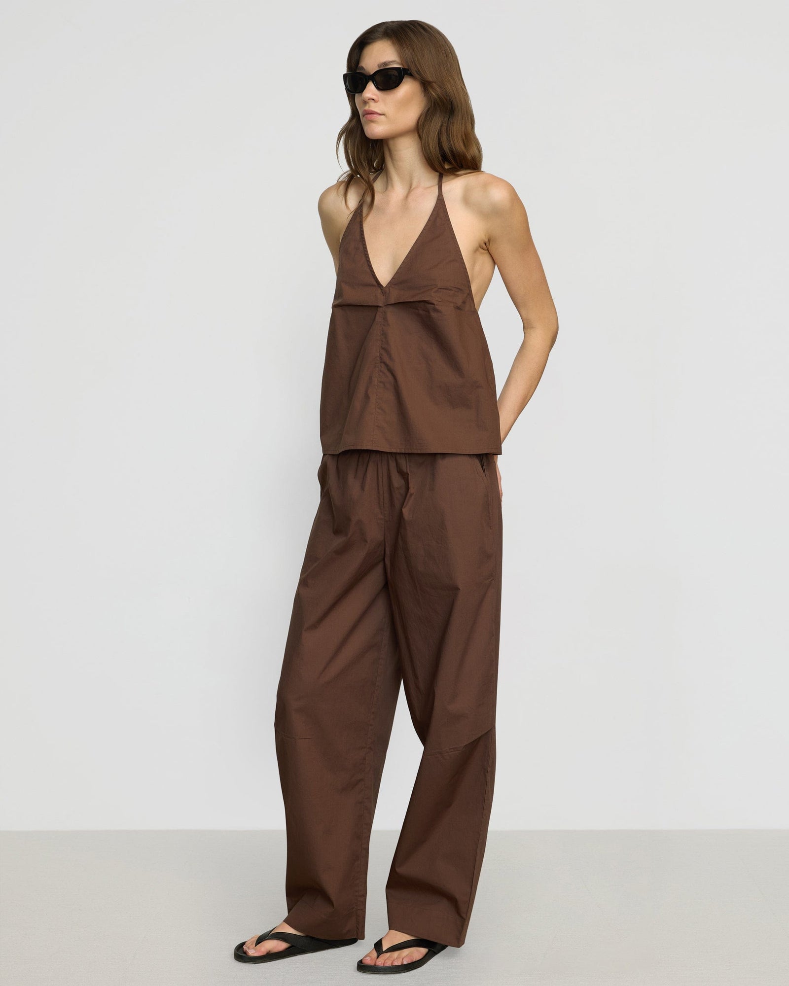 Renee | Paula Smocked-Waist Organic Cotton Pant in Size Small
