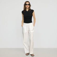 Paula Smocked-Waist Organic Cotton Pant | Soft White