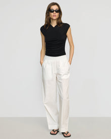 Renee | Paula Smocked-Waist Organic Cotton Pant in Size Small