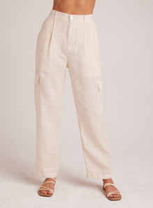 Pleated Linen Cargo Trousers | Samba Tan