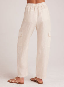 Pleated Linen Cargo Trousers | Samba Tan
