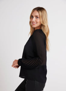 Pleated Sleeve Raglan Pullover | Black