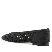 Arnoraff Dress Flat | Black Embroidered Raffia