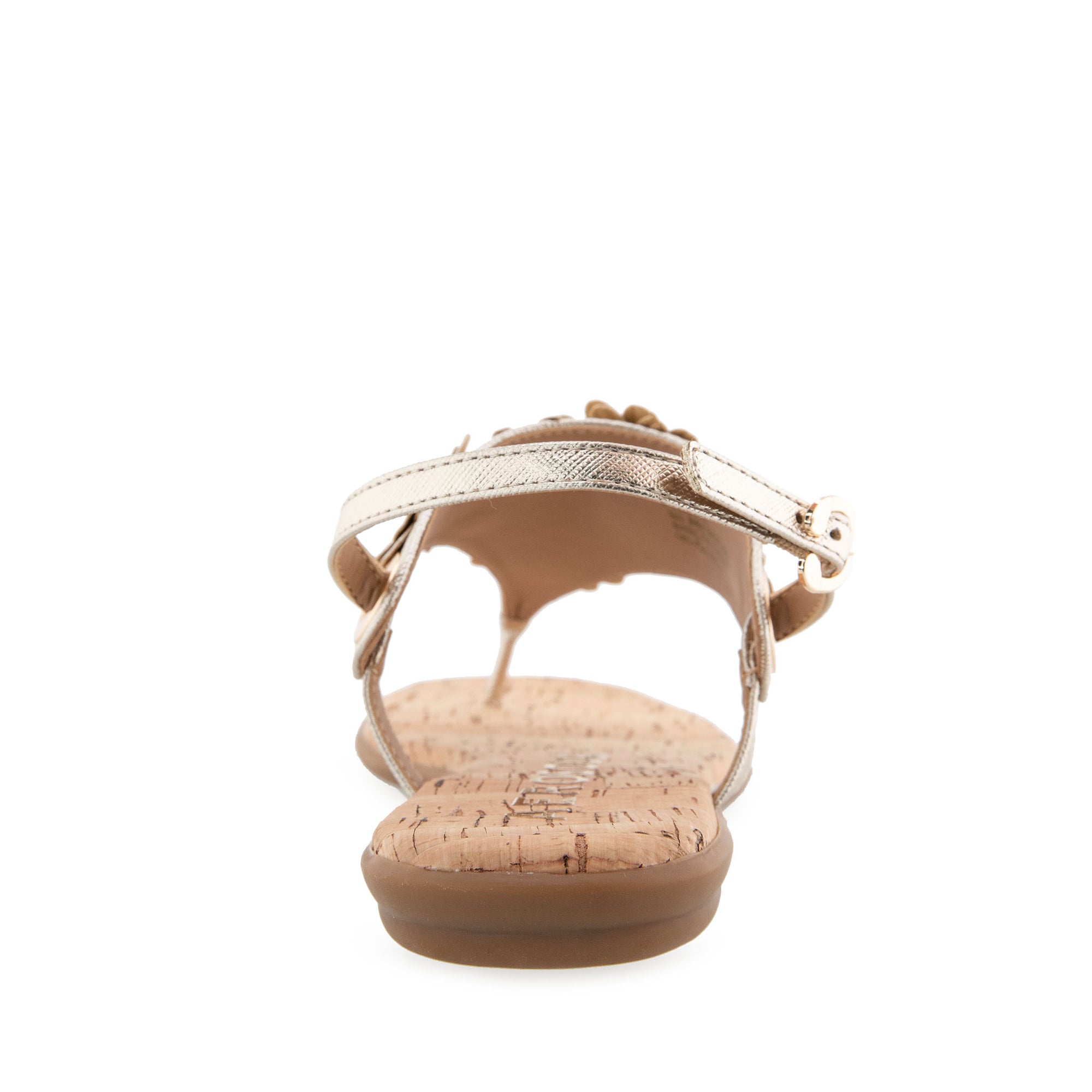 Connie Sandal Flat | Gold Metallic Textured Faux Leather