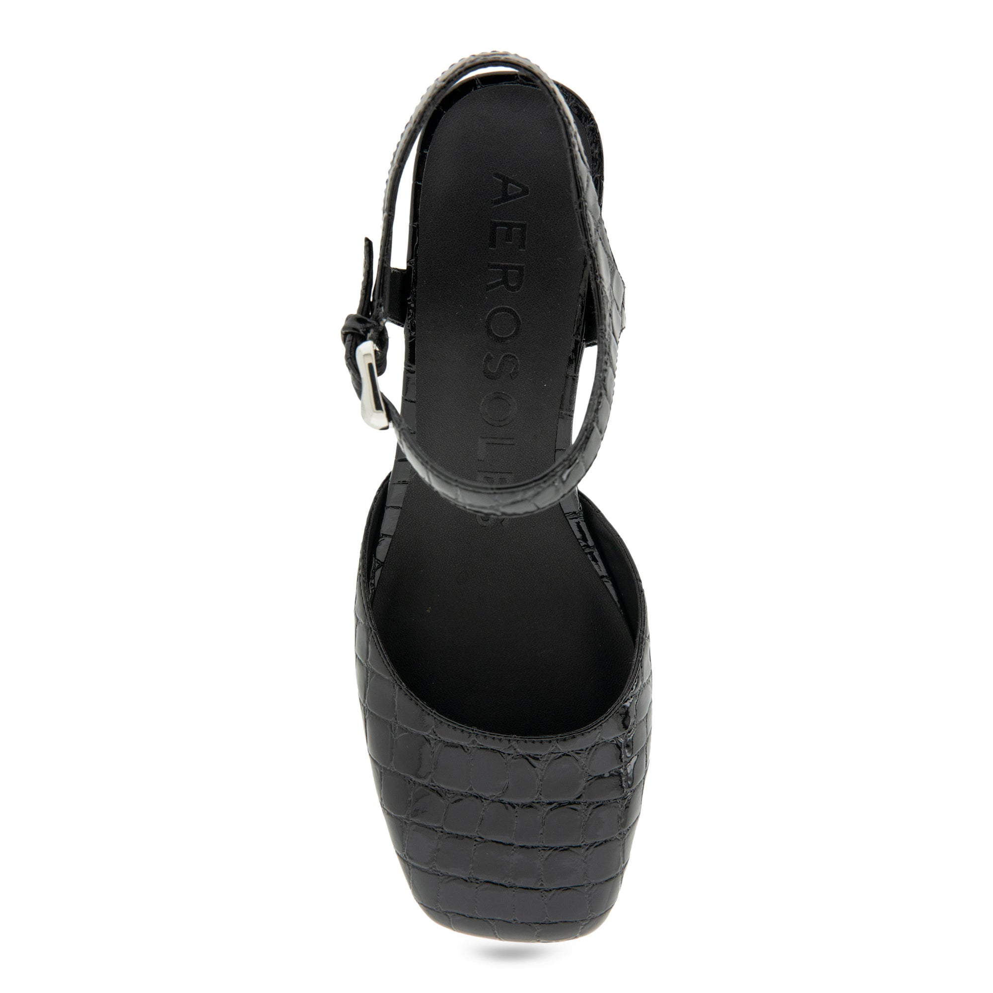 Soir Dress Platform | Black Croco Croco Polyurethane