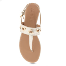 Iago Sandal Flat | Gold Metallic Textured Faux Leather