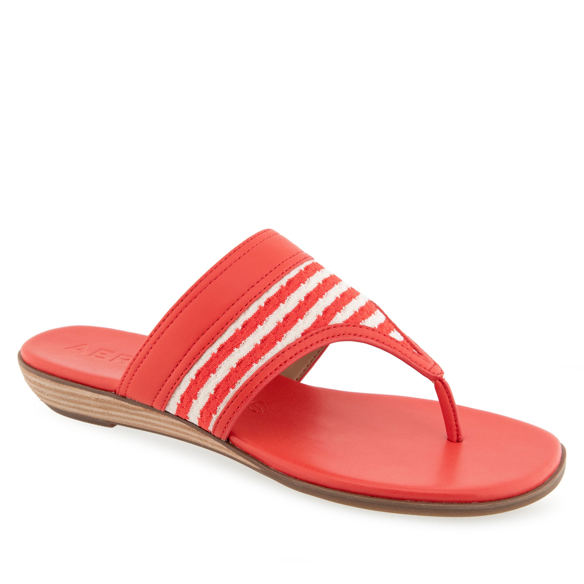 Gesa Sandal Flat | Eggnog/Racing Red Stripe Textured Fabric