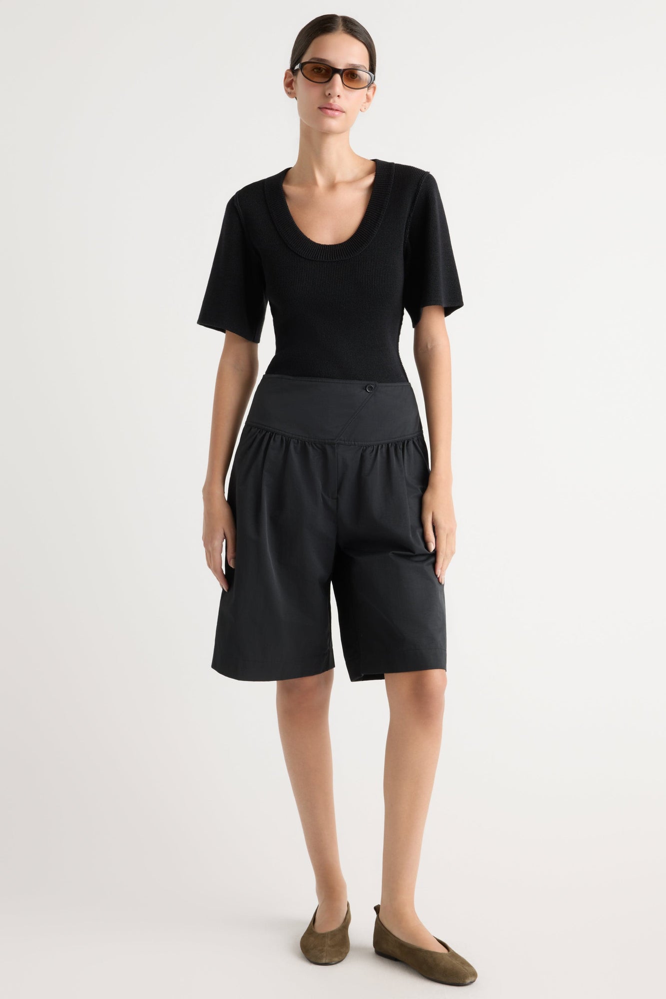 Karolina | Reina Sculpted Scoop-Neck Knit Top in Size Extra Small