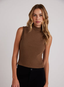 Rib Mock Neck Top | Olive Bronze