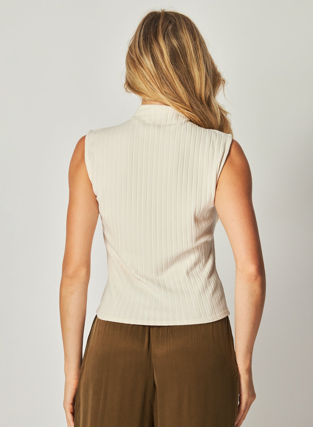 Rib Mock Neck Top | Winter White
