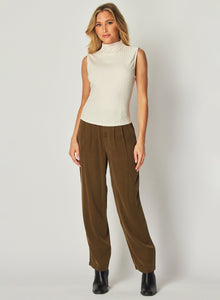 Rib Mock Neck Top | Winter White