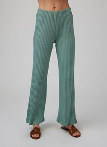 Ribbed Wide Leg Pant | Clean Sage