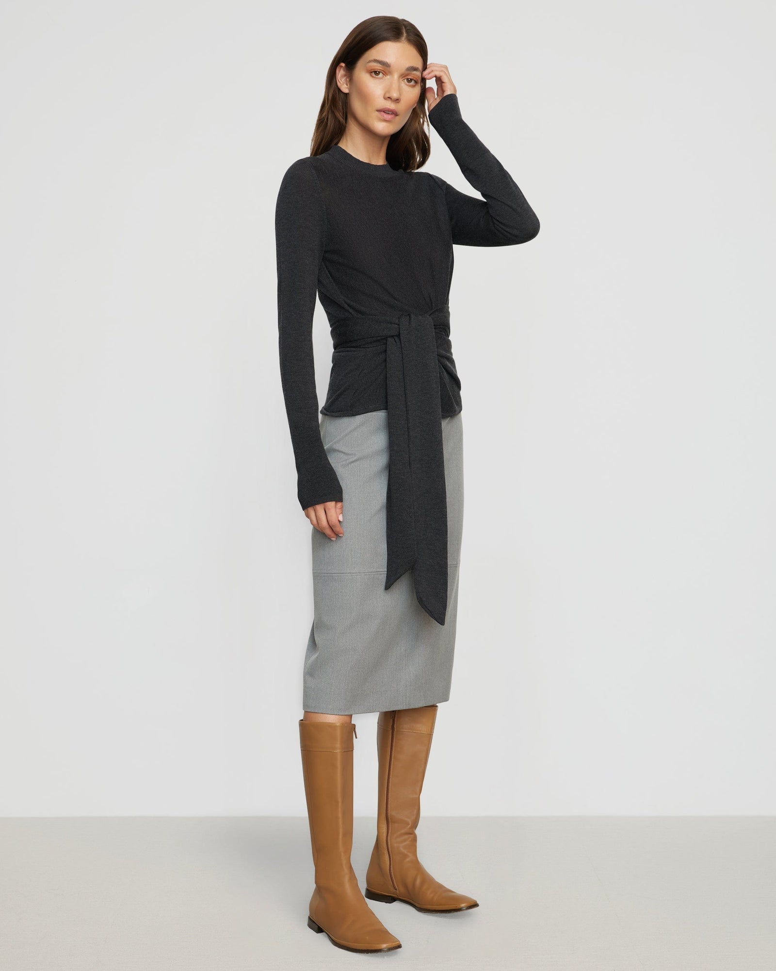 RenÃ©e | Robin Tie-Front Tencel-Wool Sweater in Size Small