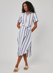 Rounded Hem Maxi Skirt Dress | Coastal Ombre Stripe