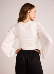 Ruched Waist Flowy Sleeve Top | Winter White
