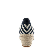 Roma Dress Wedge | Eggnog/Navy Stripe Textured Fabric
