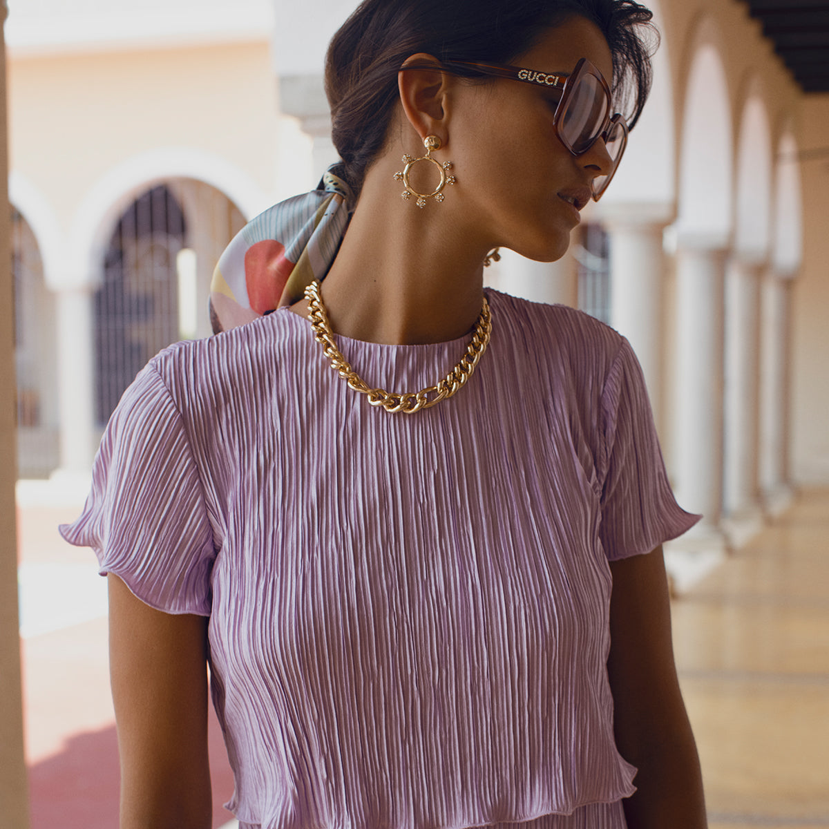 Lilac Pleated Crop Top - Dannijo