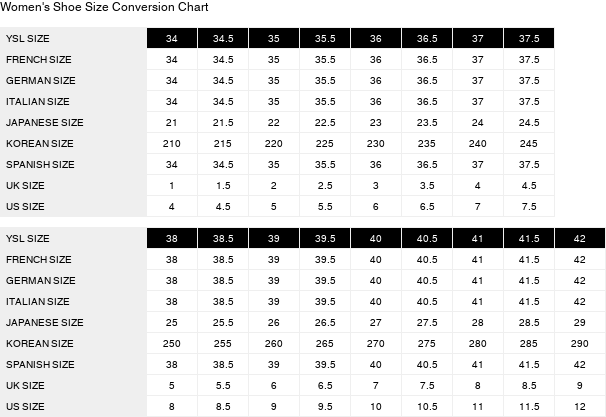 Product size guide
