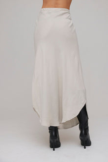 Asymmetric Side Slit Bias Skirt | French Grey