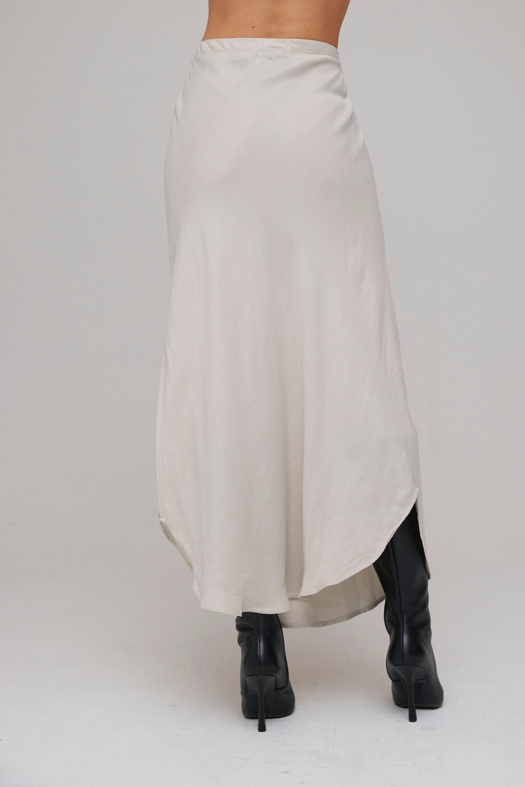 Asymmetric Side Slit Bias Skirt | French Grey