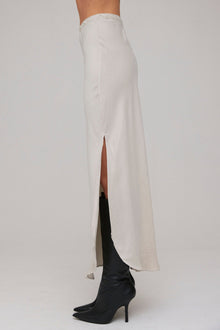 Asymmetric Side Slit Bias Skirt | French Grey