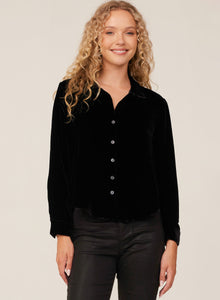 Satin Flowy Button Down | Black