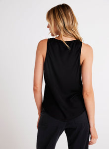 Satin Scoop Neck Tank | Black