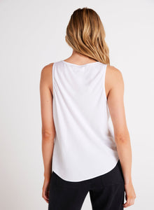 Satin Scoop Neck Tank | White