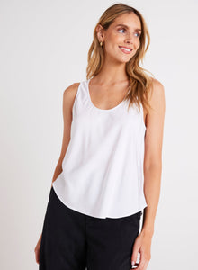 Satin Scoop Neck Tank | White