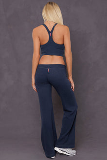 Women | Sherpa Drawstring Flare Sweatpant | Heather/Sailor